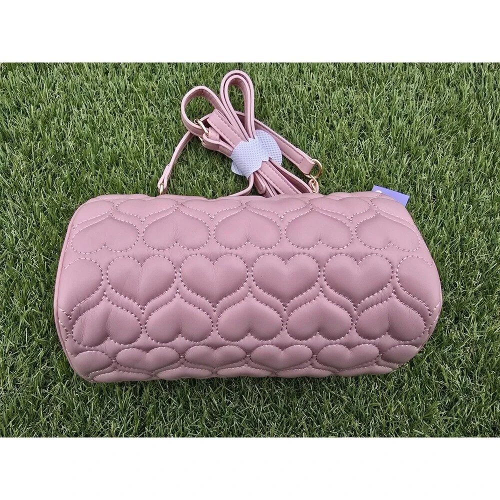 Claire's PinkHeart Quilted Barrel Crossbody Bag New With Tags